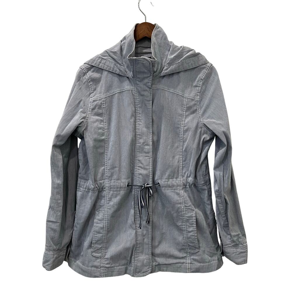 Gap  Seersucker Jacket Blue White Size Medium Hooded